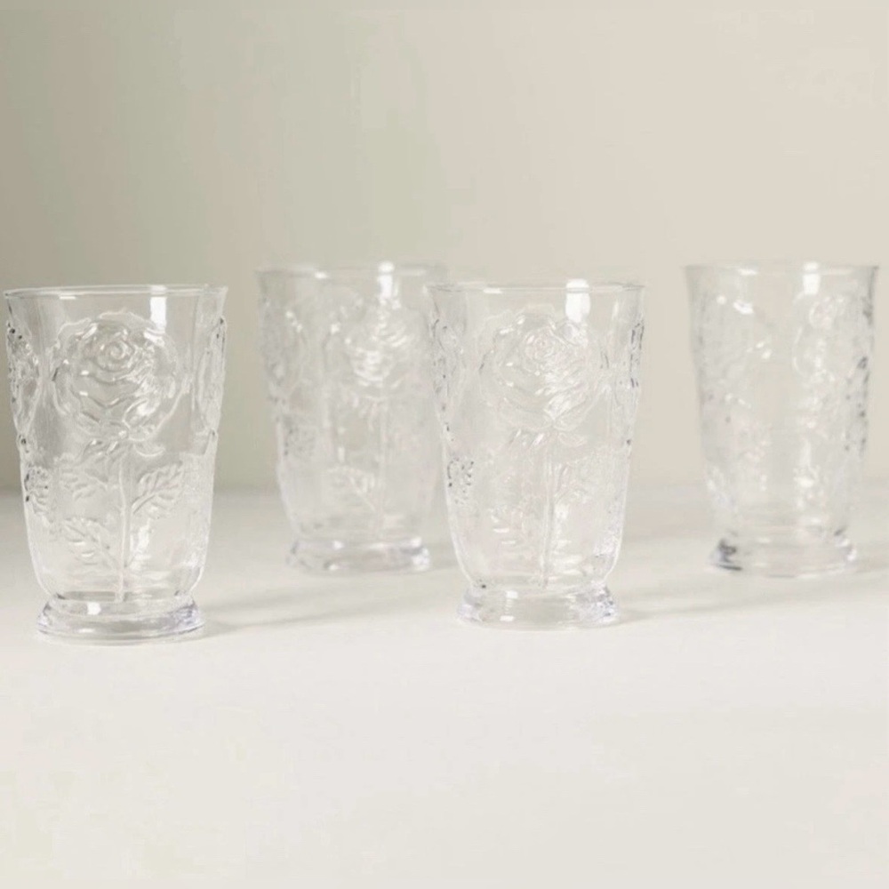 ▪️NWT Anthropologie Rosette Soda Lime Juice Glasses, Set of 4